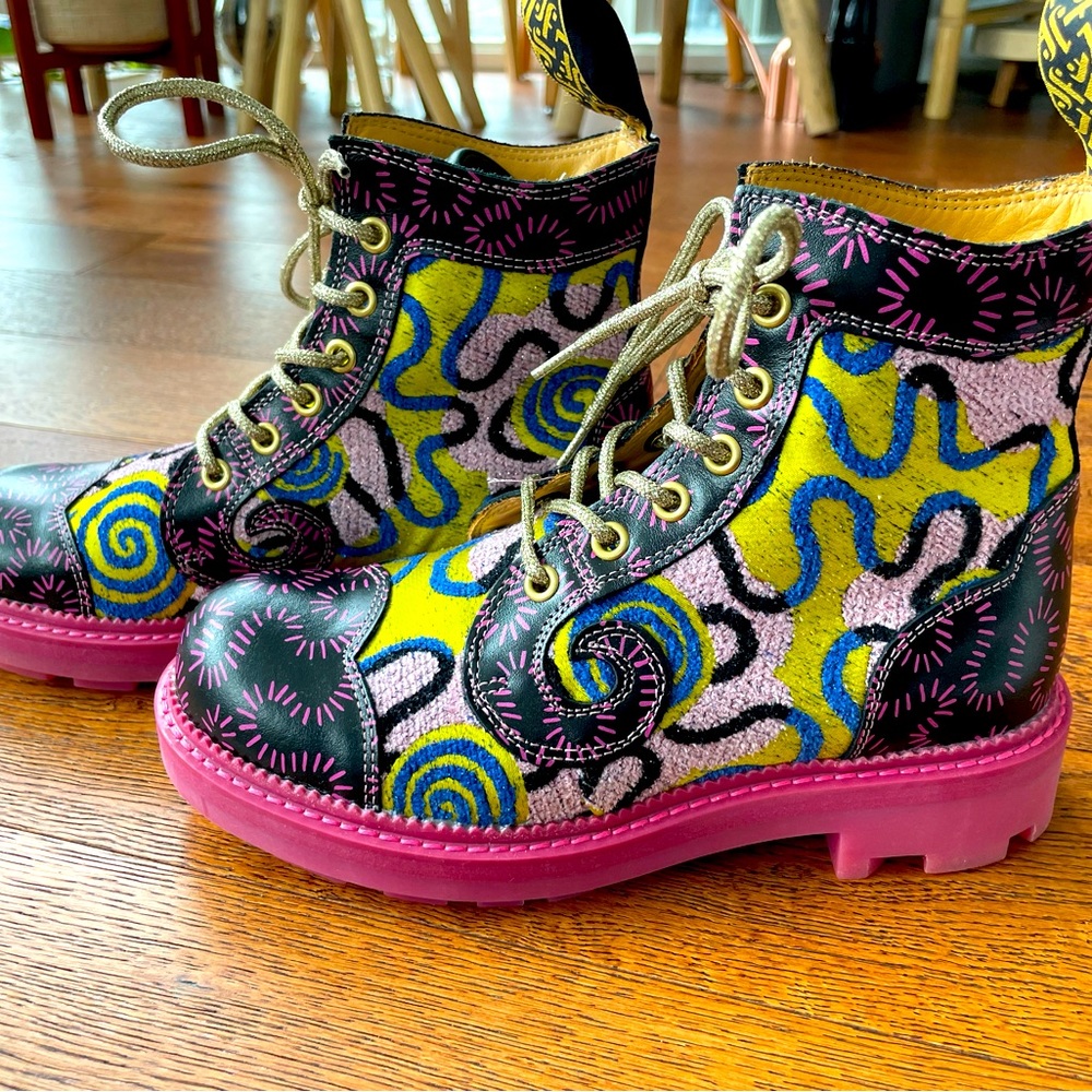 Fluevog Zandra Rhodes 7th Heaven Derby Swirl (NWT) 
genuine leather ankle boots
